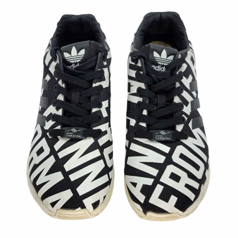 Black white adidas originals rita ora zx flux sneakers shoes all over print sz 9